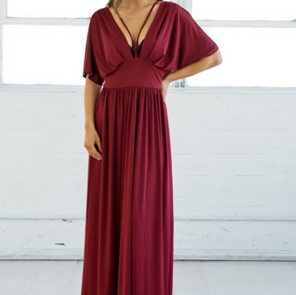 Godshield Maroon Silky Stretchable Red Maxi